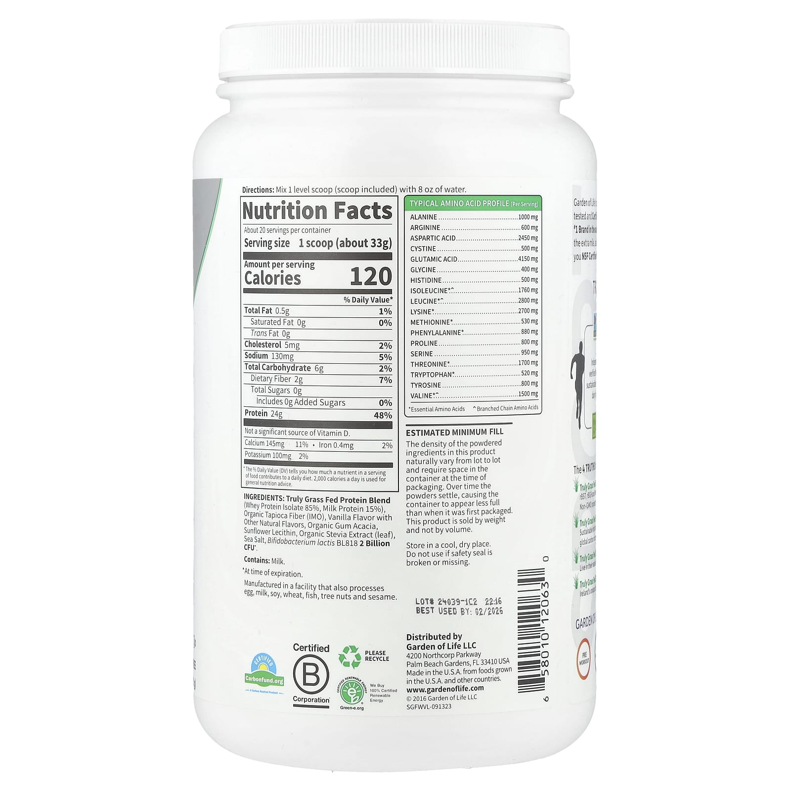 Garden Of Life Grass Fed Sport Whey Protein