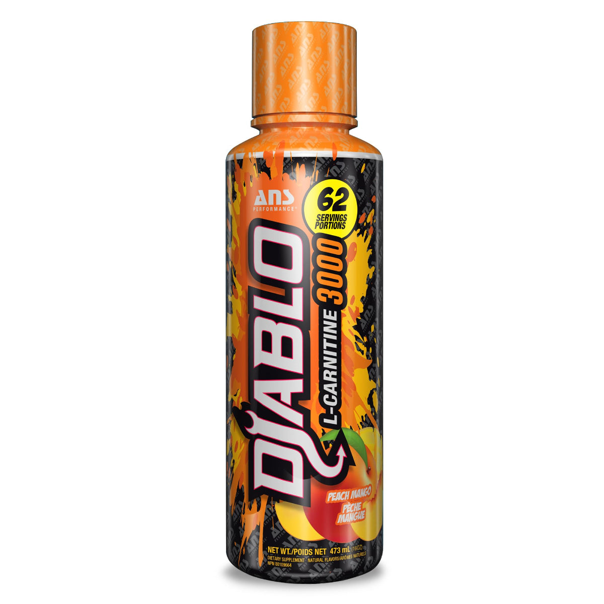 diablo l carnitine ANS L-Carnitine 3,000 473mL, 62 Servings, Peach Mango 64 Oz (2 Bottle)