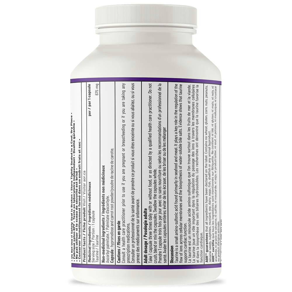 AOR Taurine 675mg 270 Veg Capsules - Nutrition Plus