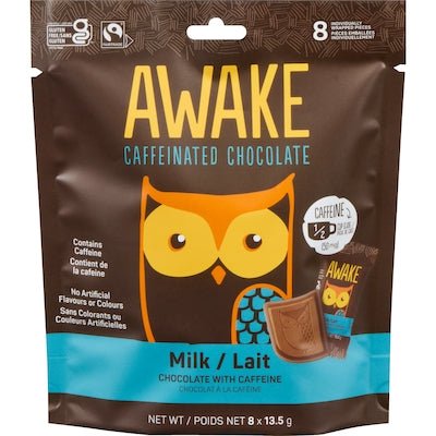Awake Caffeinate Milk Chocolate Bites 8 x 13.5 grams - Nutrition Plus