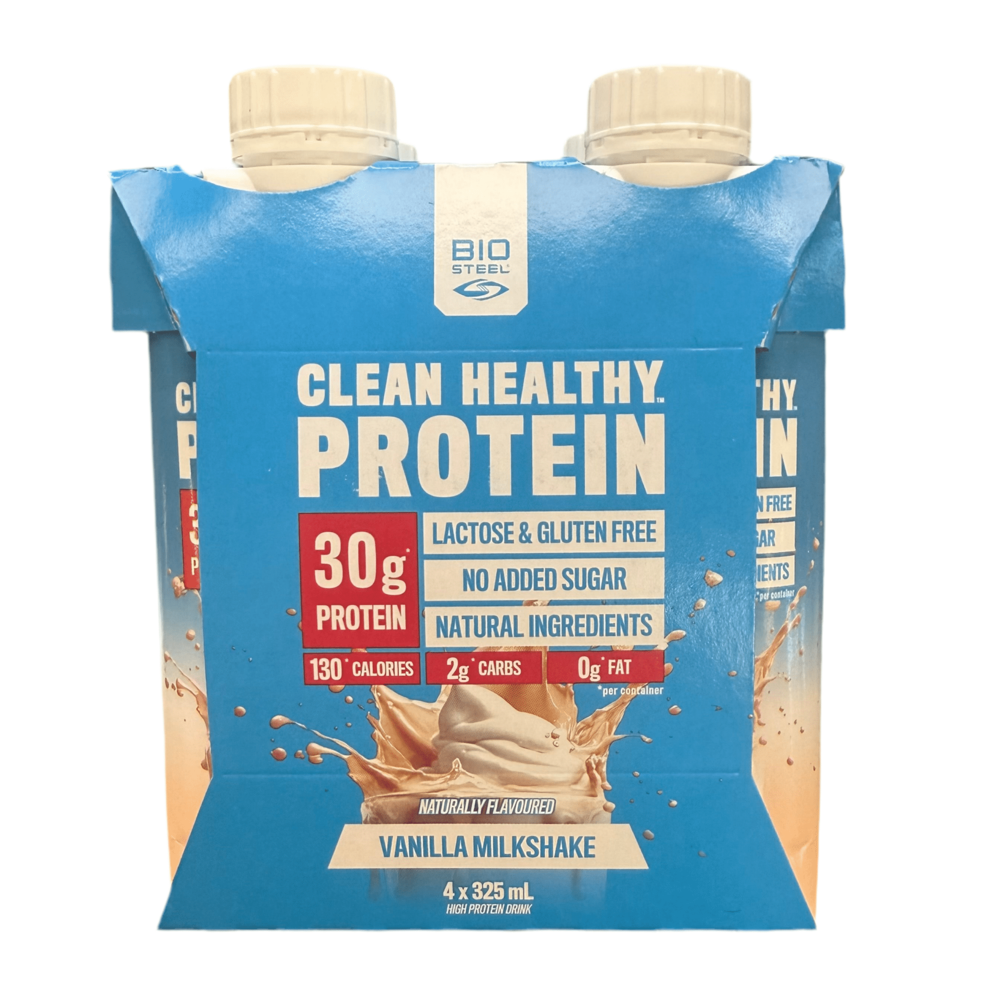 Biosteel Clean Protein Shakes - Vanilla Milkshake 325mL, Pack of 4 - Nutrition Plus