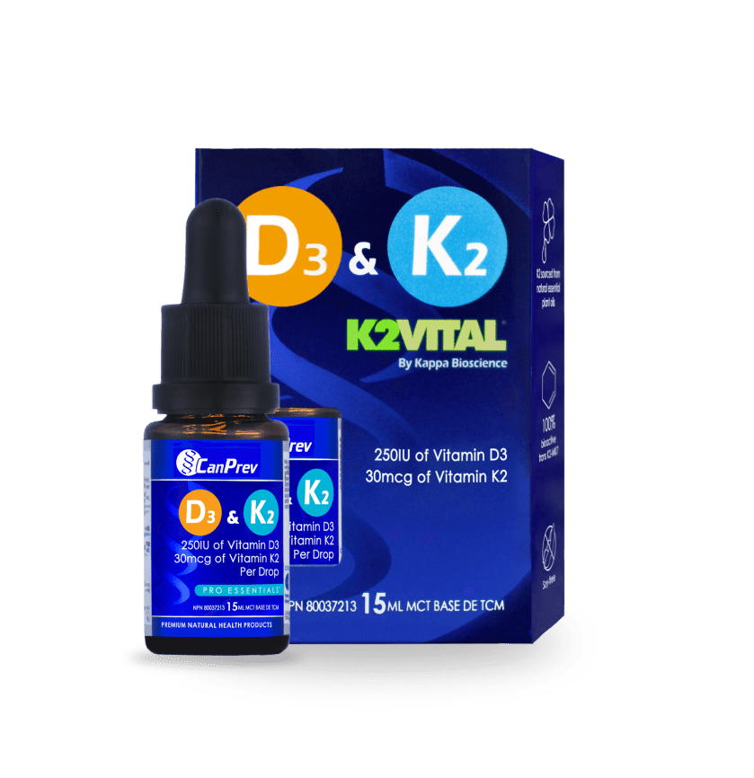 CanPrev Vitamin D3 & K2 Drops 15mL, MCT base - Nutrition Plus