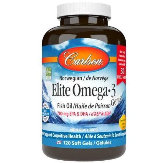 Carlson Elite Omega - 3 Fish Oil Gems 120 Softgels - Nutrition Plus