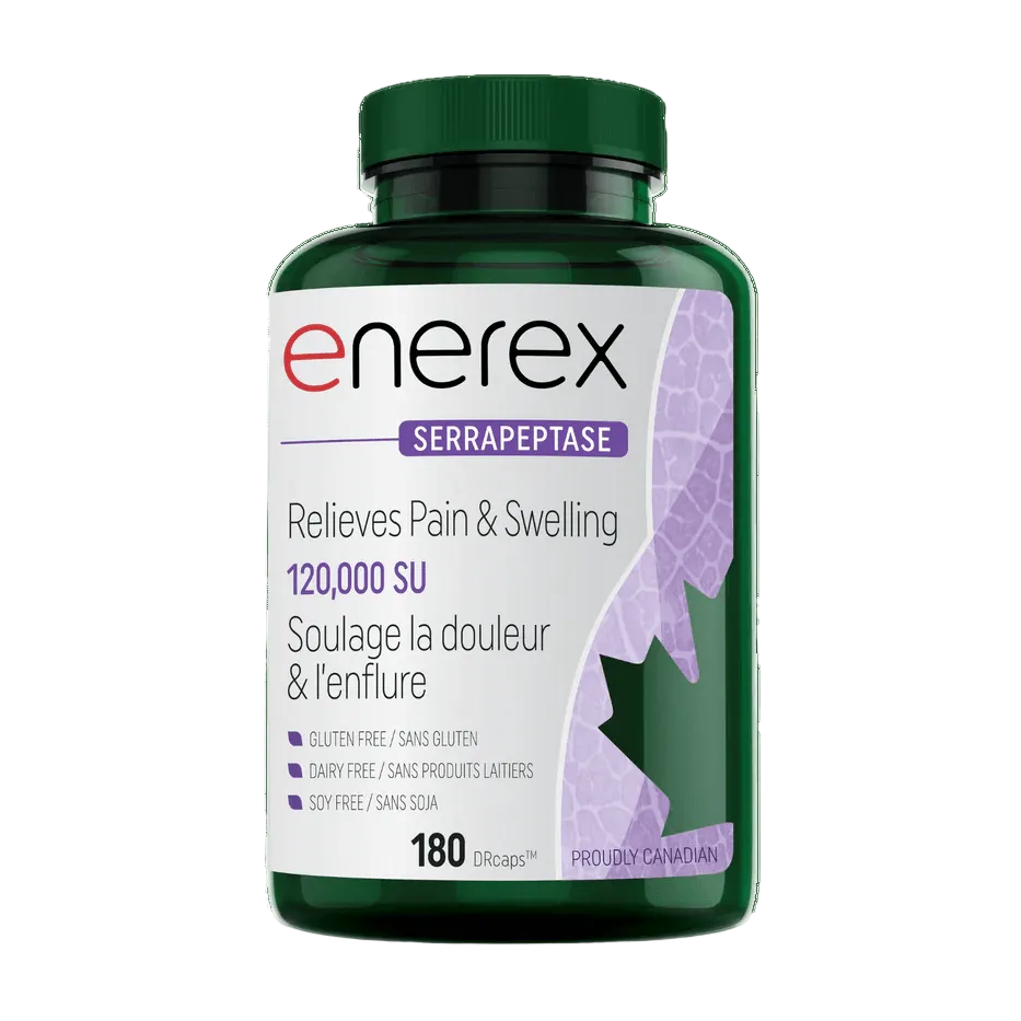 Enerex Serrapeptase 120,000 Delayed Release 180 Capsules Bonus Bottle - Nutrition Plus