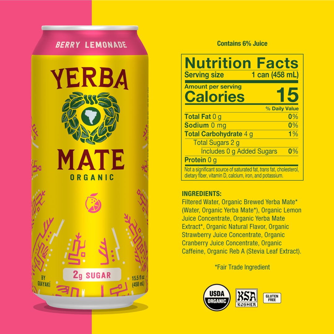 Guyaki Yerba Mate Berry Lemonade (Low Calorie) 458mL - Nutrition Plus