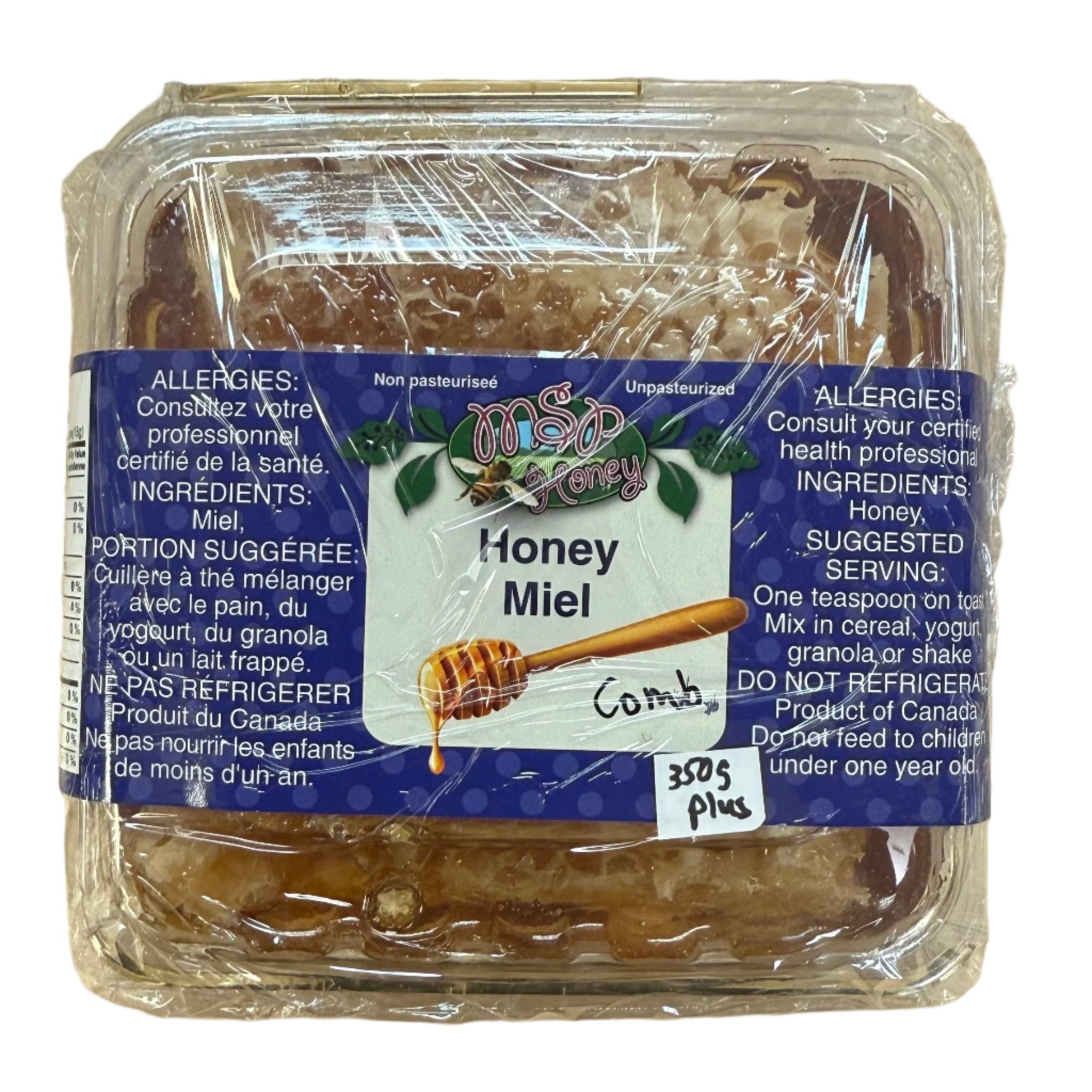 Marg's Organics Unpasteurized Raw Honey Comb 300 Grams - Nutrition Plus