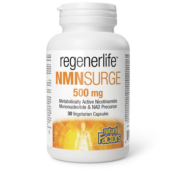Natural Factors NMNSurge 500mg, RegenerLife 30 Veg Capsules - Nutrition Plus