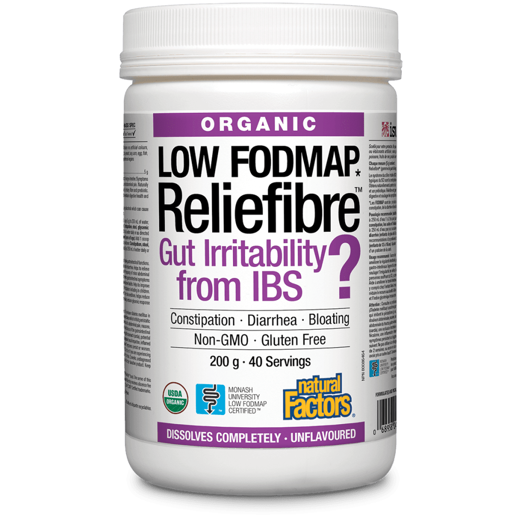 Natural Factors Reliefibre Organic, Unflavoured 200 Grams - Nutrition Plus