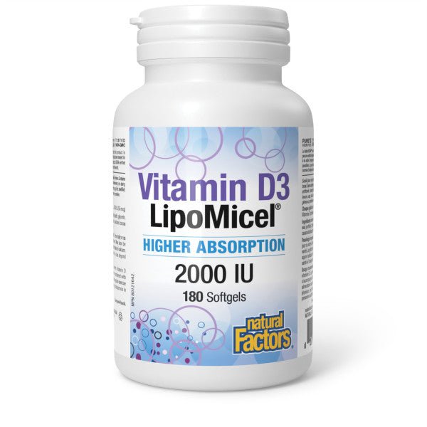 Natural Factors Vitamin D3 LipoMicel® 2000 IU 180 softgels - Nutrition Plus