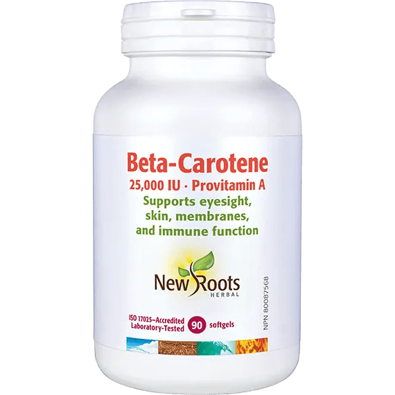 New Roots Beta Carotene 25,000iu 90 Softgels - Nutrition Plus