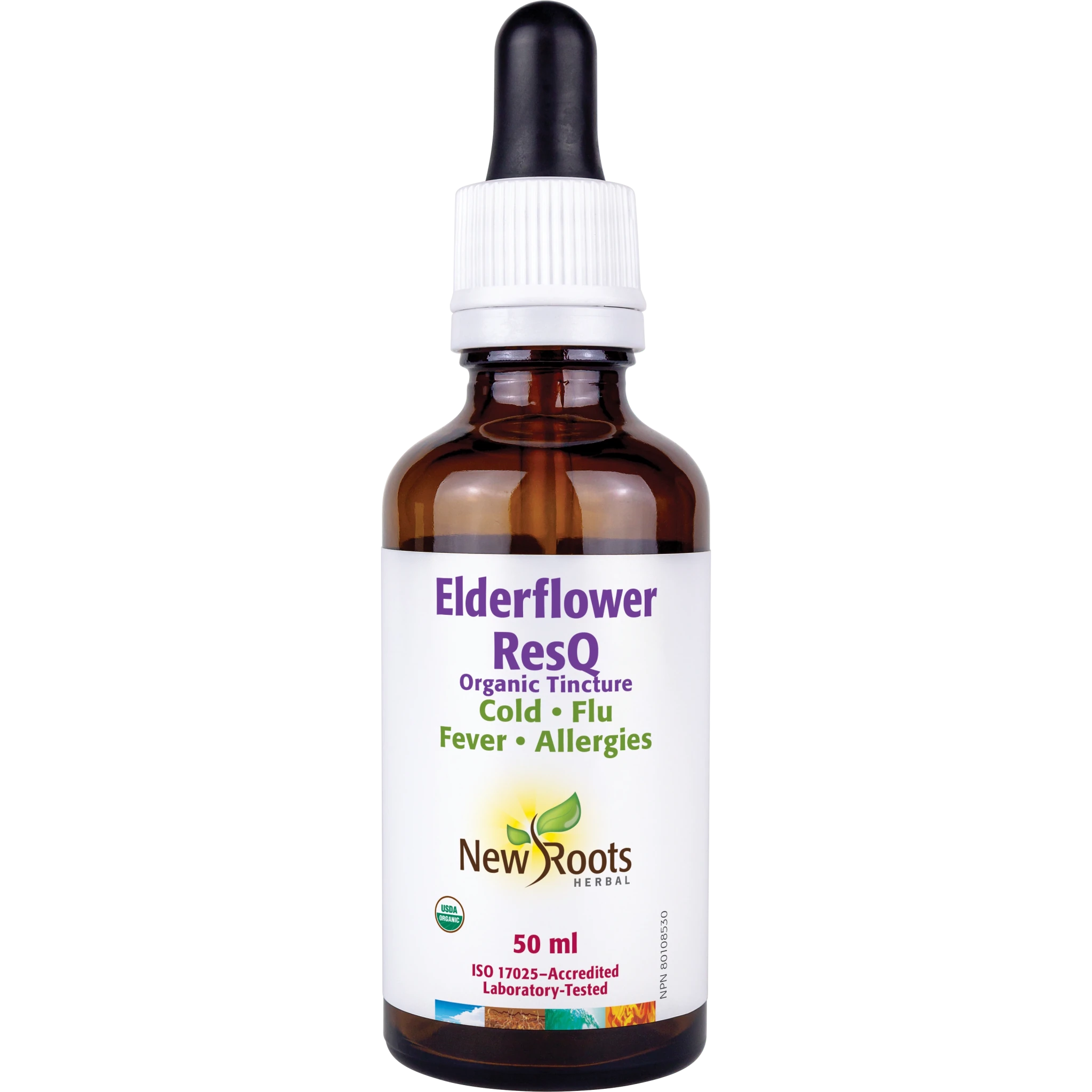 New Roots Elderflower ResQ Organic Tincture 50mL - Nutrition Plus