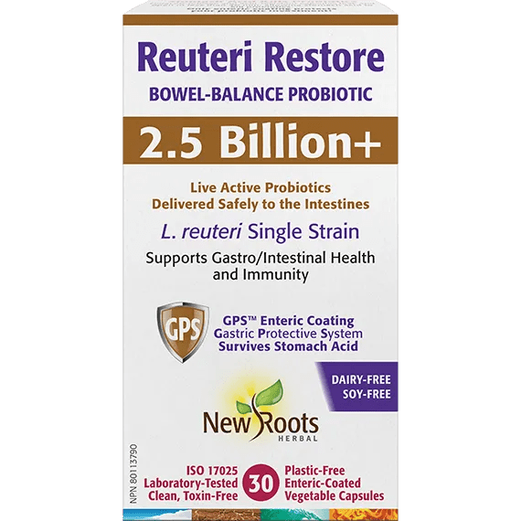 New Roots Reuteri Restore 2.5 Billion+ 30 Veg Capsules - Nutrition Plus