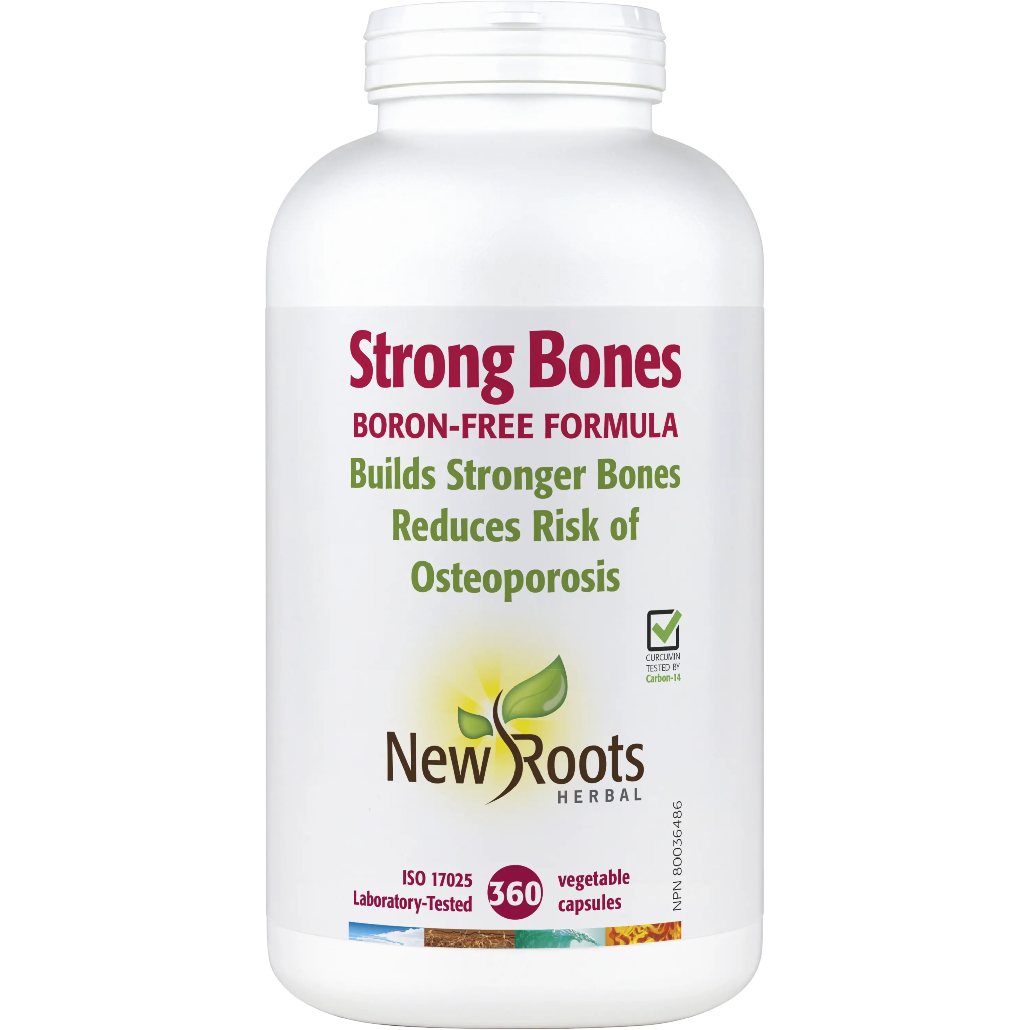 New Roots Strong Bones Boron - Free Formula 360 Capsules - Nutrition Plus
