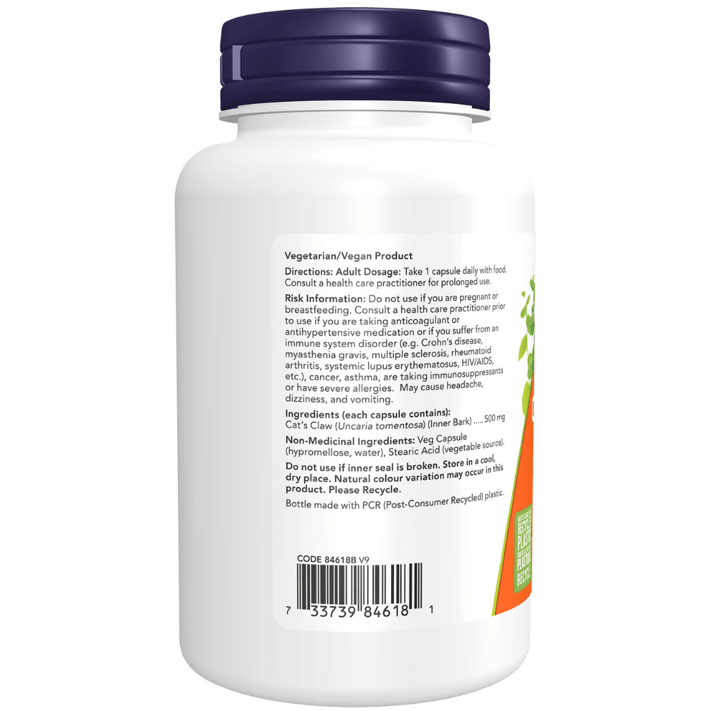 Now Cat's Claw 500mg 100 Capsules - Nutrition Plus