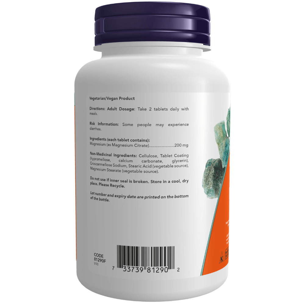 Now Magnesium Citrate 200mg Tablets - Nutrition Plus