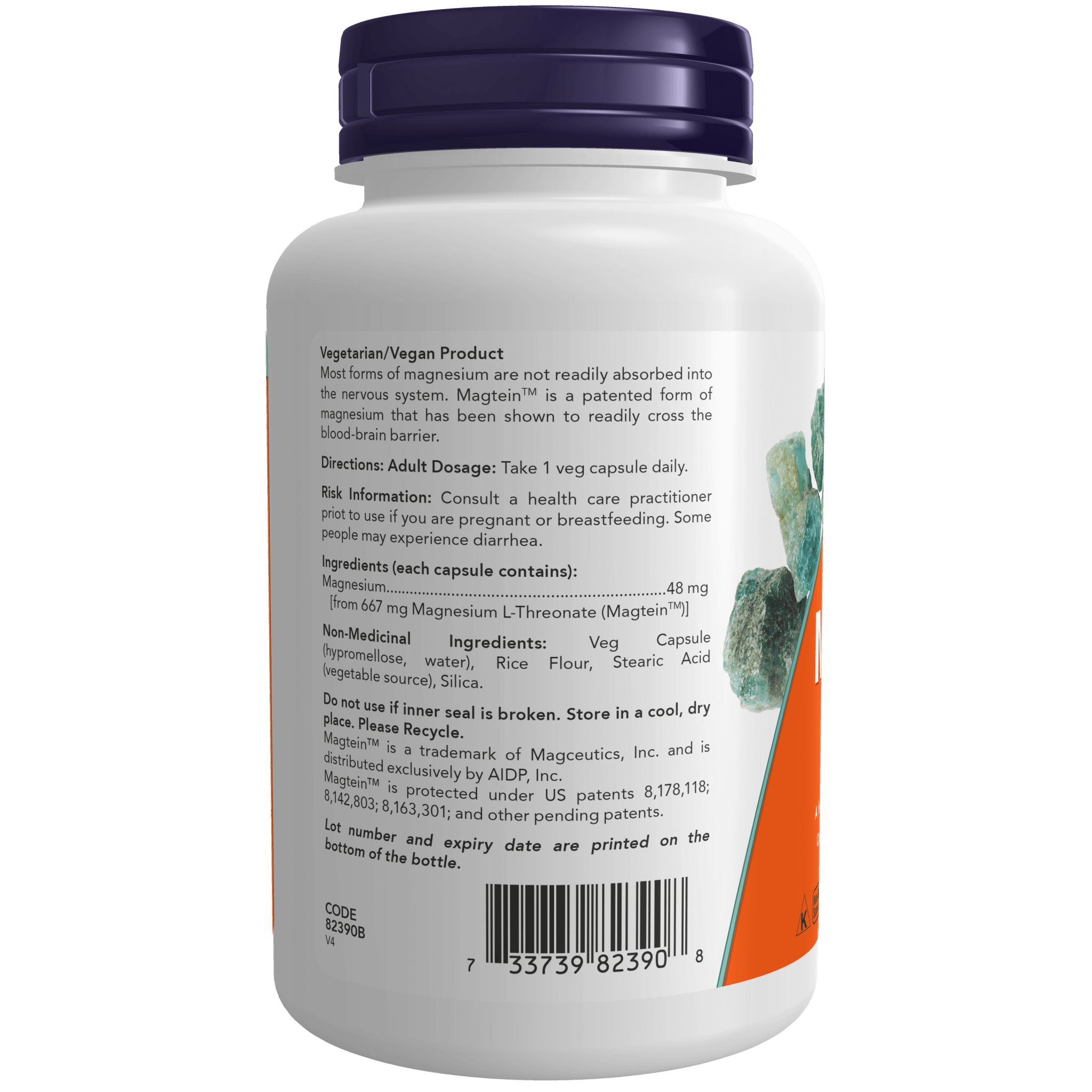 Now Magtein Magnesium L - Threonate 90 Veg Capsules - Nutrition Plus