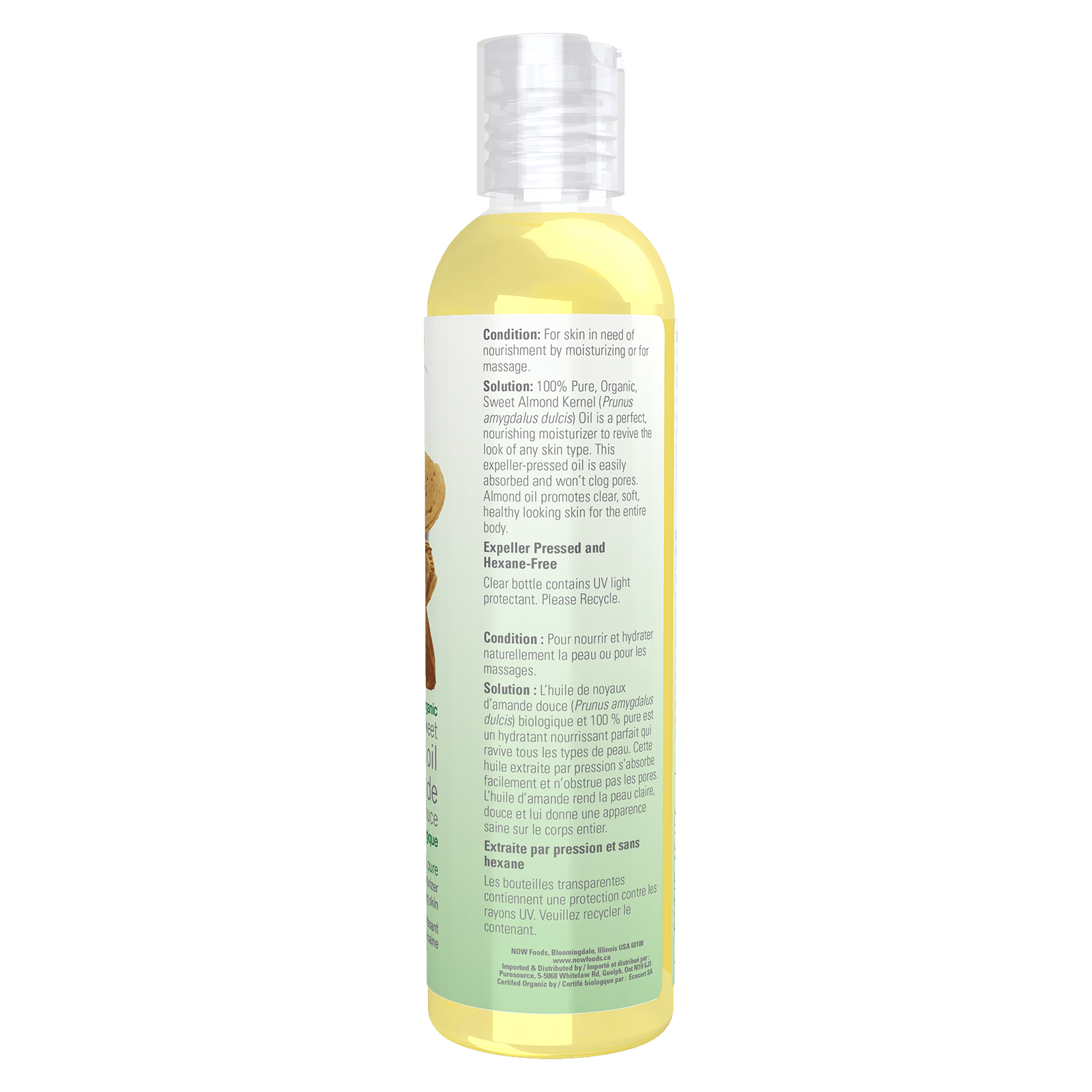 Now Organic Sweet Almond Oil 237mL - Nutrition Plus