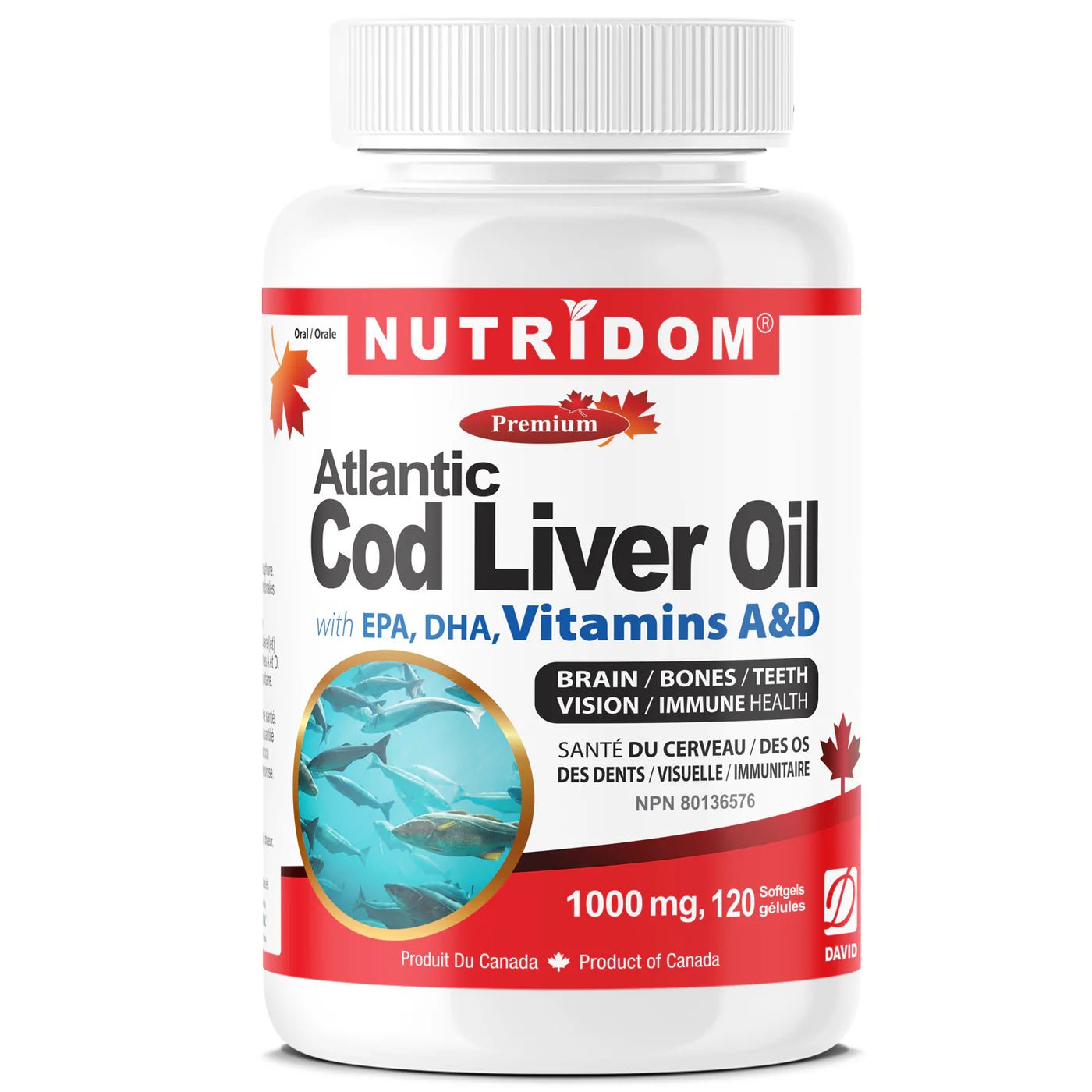 Nutridom Atlantic Cod Liver Oil 120 Softgels - Nutrition Plus