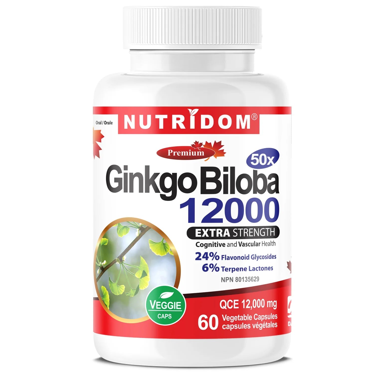 Nutridom Ginkgo Biloba 240mg 60 Veg Capsules - Nutrition Plus