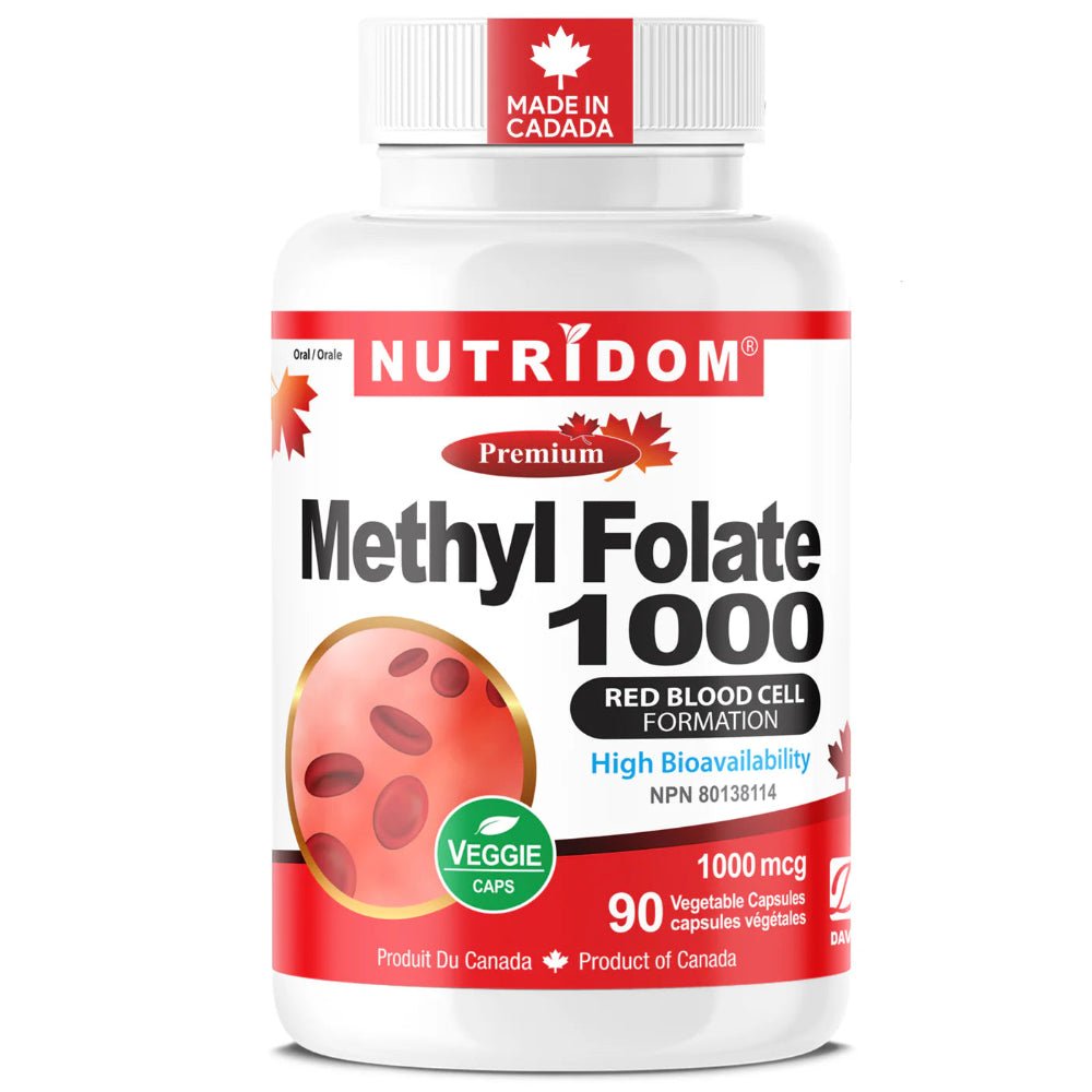 Nutridom Methyl Folate 1000mcg - 90 Veg Capsules - Nutrition Plus