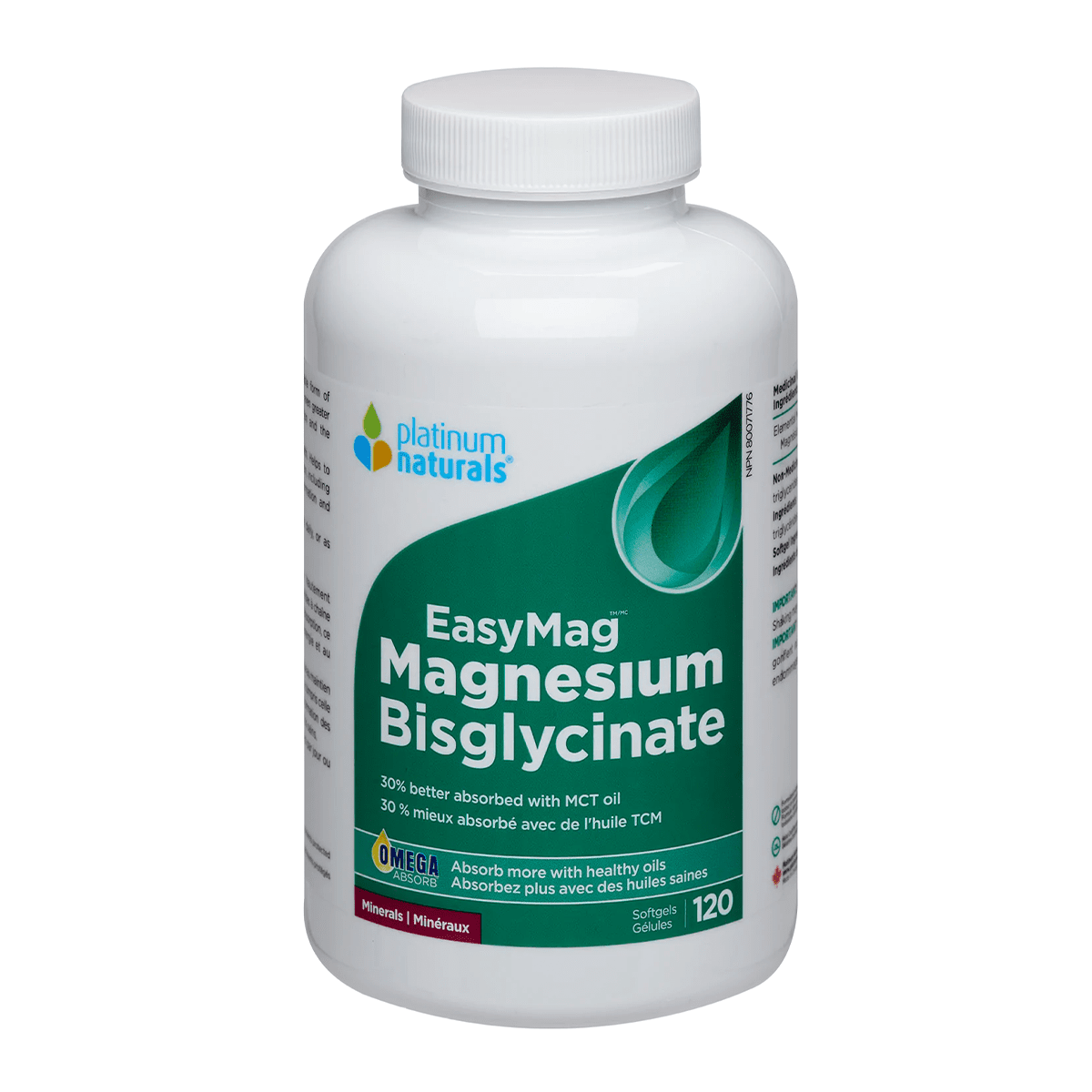 Platinum Naturals EasyMag Magnesium Bisglycinate 120 softgels - Nutrition Plus