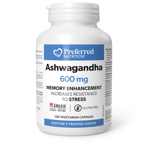 Preferred Nutrition Ashwagandha 600 mg 120 Capsules - Nutrition Plus