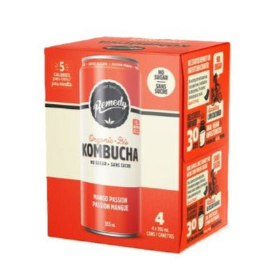Remedy Organic Kombucha 4 * 330mL, Mango Pasion - Nutrition Plus