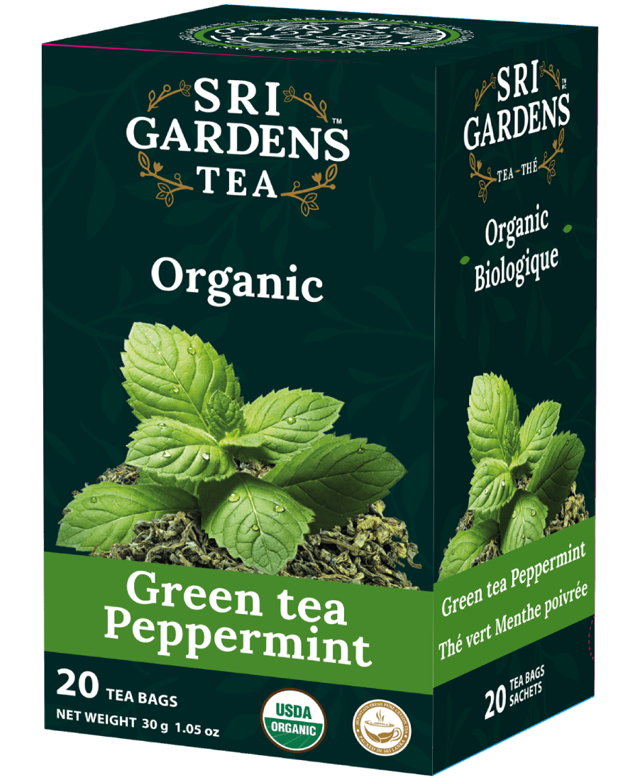 SRI Gardens Organic Green Tea & Peppermint 20 Tea Bags - Nutrition Plus