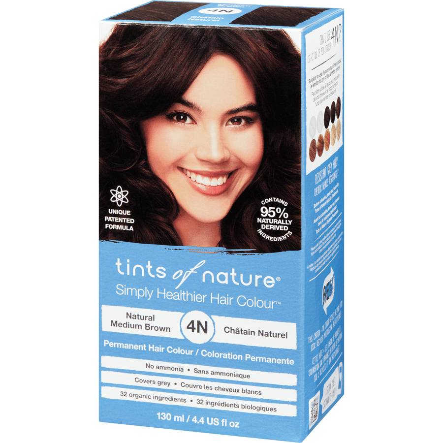 Tints of Nature Hair Colour Permanent Natural Medium Brown 4N 130mL - Nutrition Plus