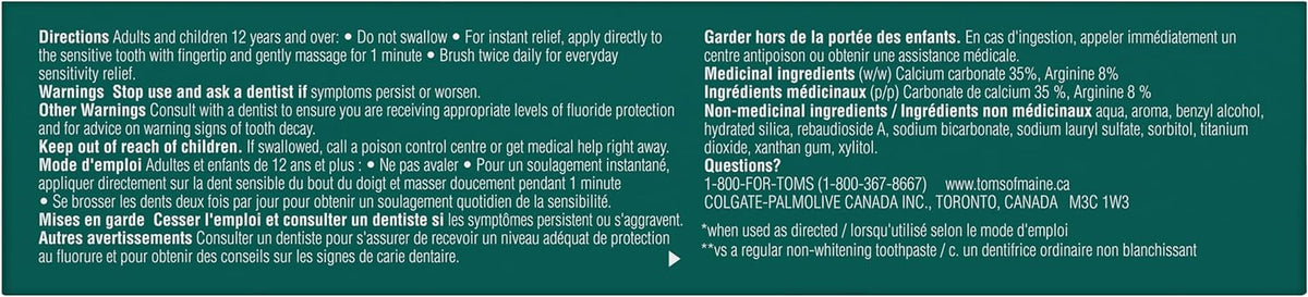 Tom's of Maine Sensitive + Whitening Toothpaste, Mint 76mL - Nutrition Plus