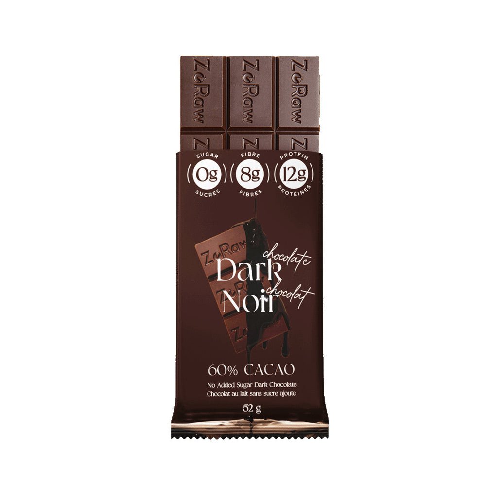 ZoRaw 60% Dark Chocolate Bar with Protein 52 Grams - Nutrition Plus