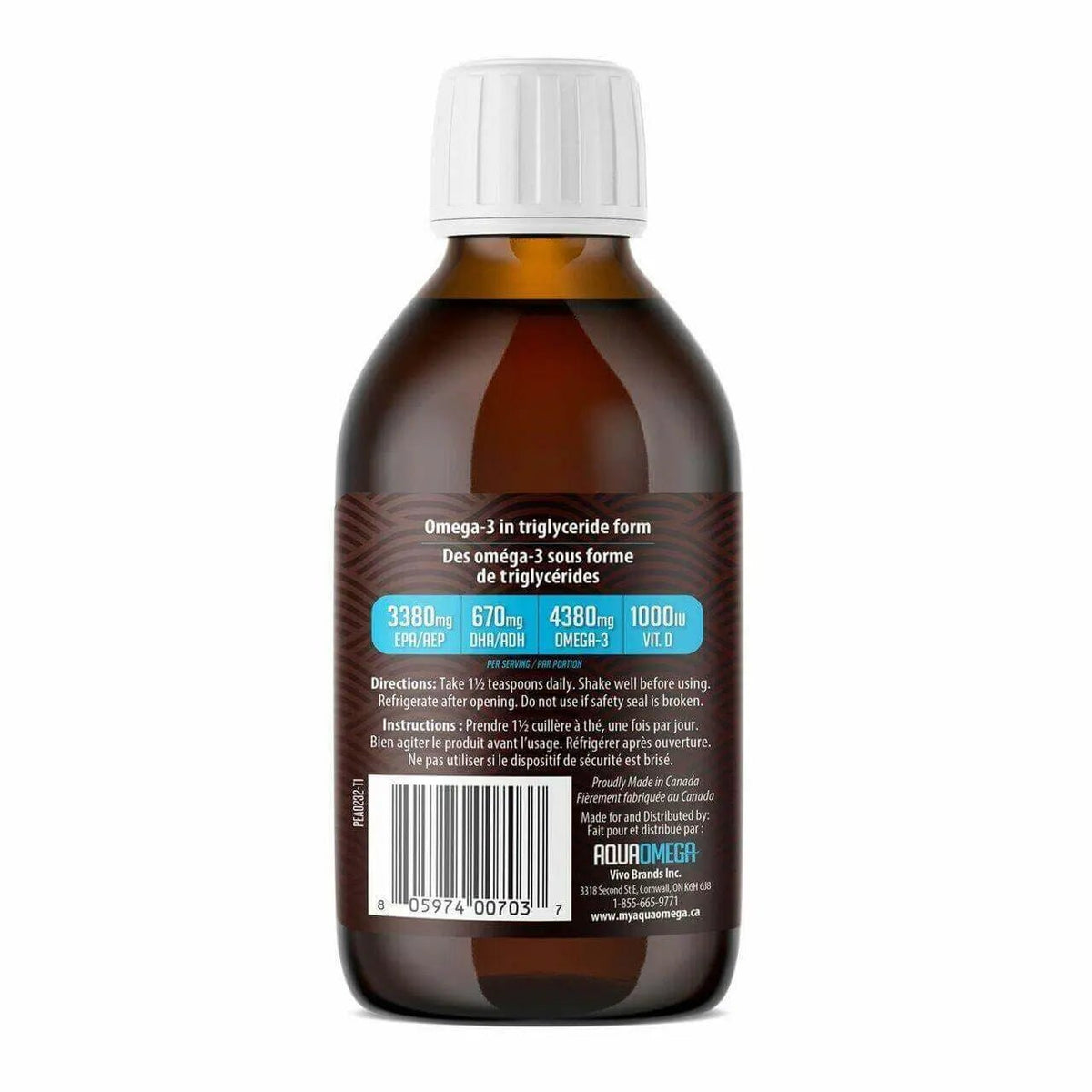 Aqua Omega High EPA Omega3 - Lemon Flavor 450 ML - Nutrition Plus