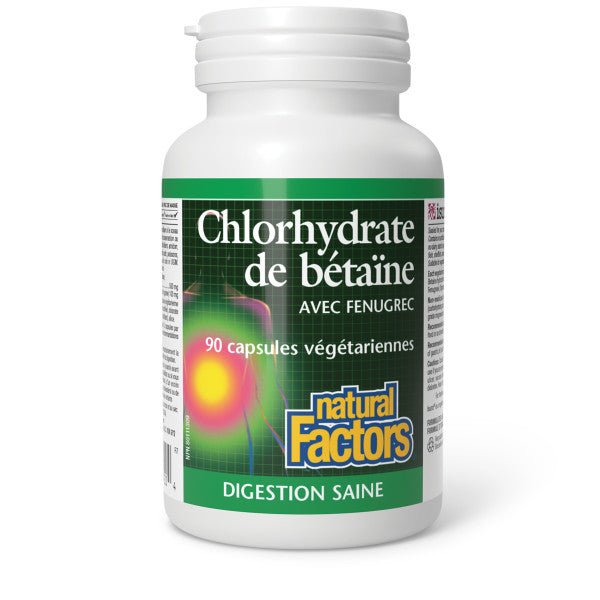 Natural Factors Betaine Hydrochloride with Fenugreek Veg Capsules - Nutrition Plus