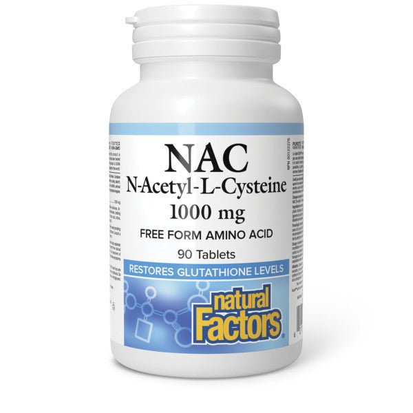 Natural Factors N-Acetyl L-Cysteine NAC 1000mg 90 Tablets - Nutrition Plus