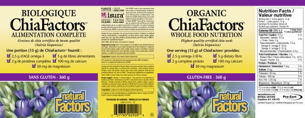 Natural Factors Organic ChiaFactors 360 Grams - Nutrition Plus