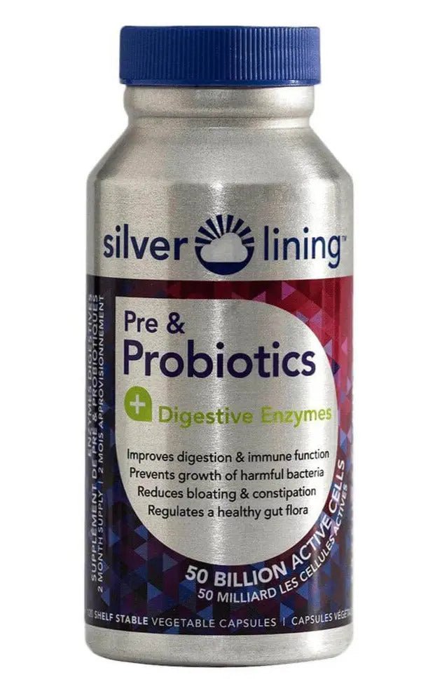 Silver Lining Prebiotic and Probiotics 120 Veg Capsules - Nutrition Plus