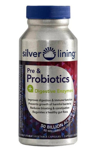 Thumbnail for Silver Lining Prebiotic and Probiotics 120 Veg Capsules - Nutrition Plus