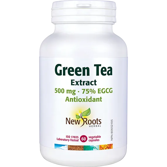 New Roots Green Tea Extract 500mg · 75% EGCG 60 Veg Capsules