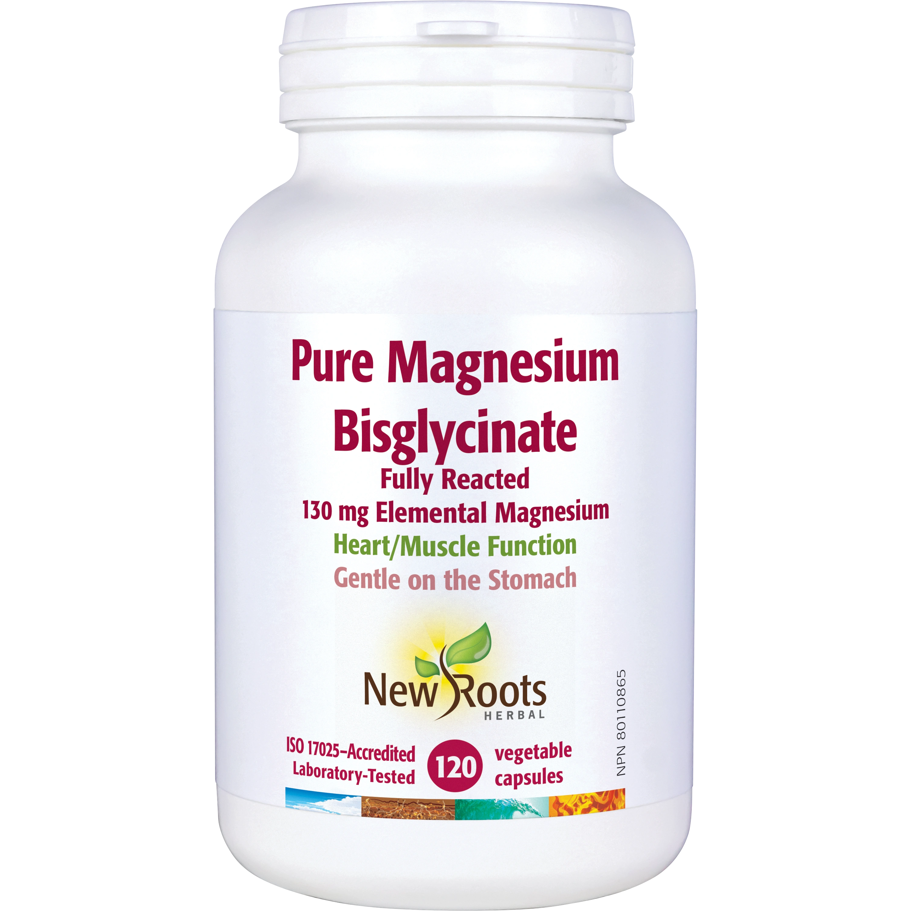 New Roots Pure Magnesium Bisglycinate 120 Veg Capsules