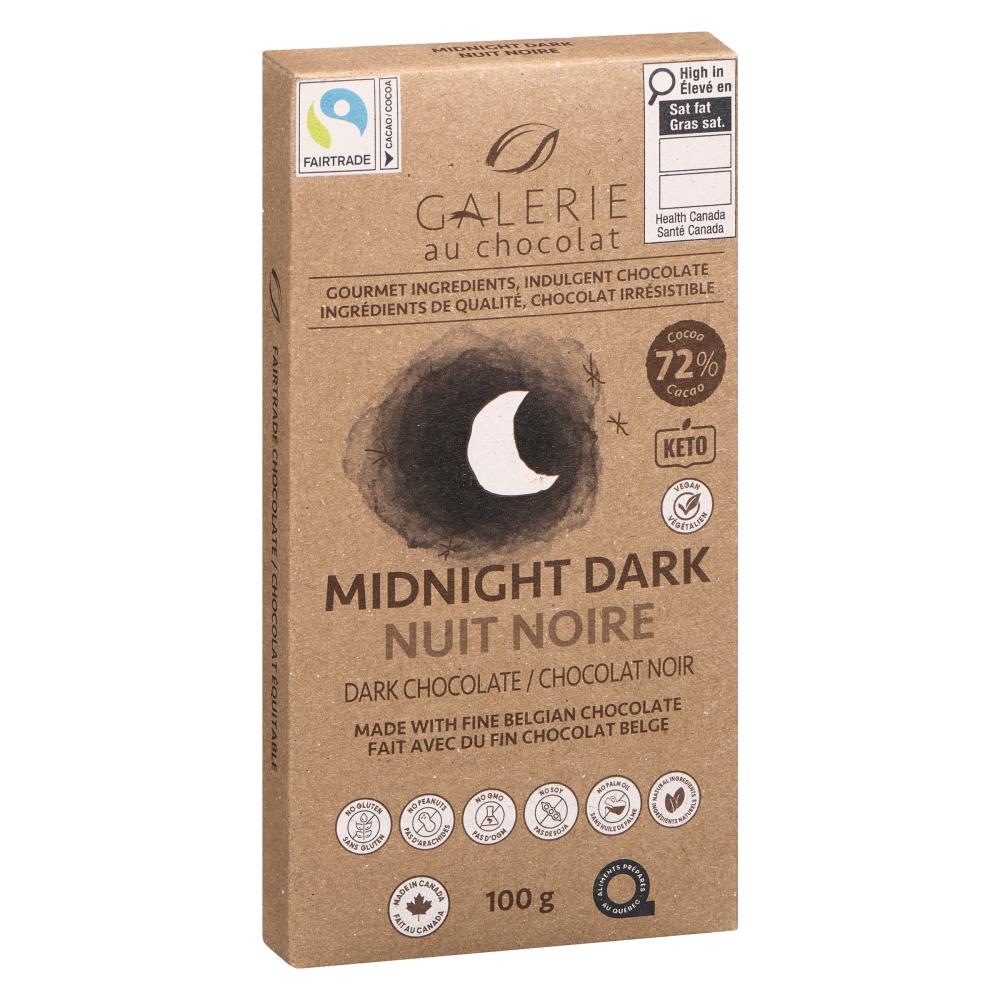 Galerie au Chocolat Midnight Dark chocolate packaging on a white background