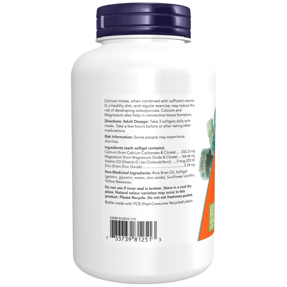 Now Calcium & Magnesium with Zinc & Vitamin D 120 Softgels