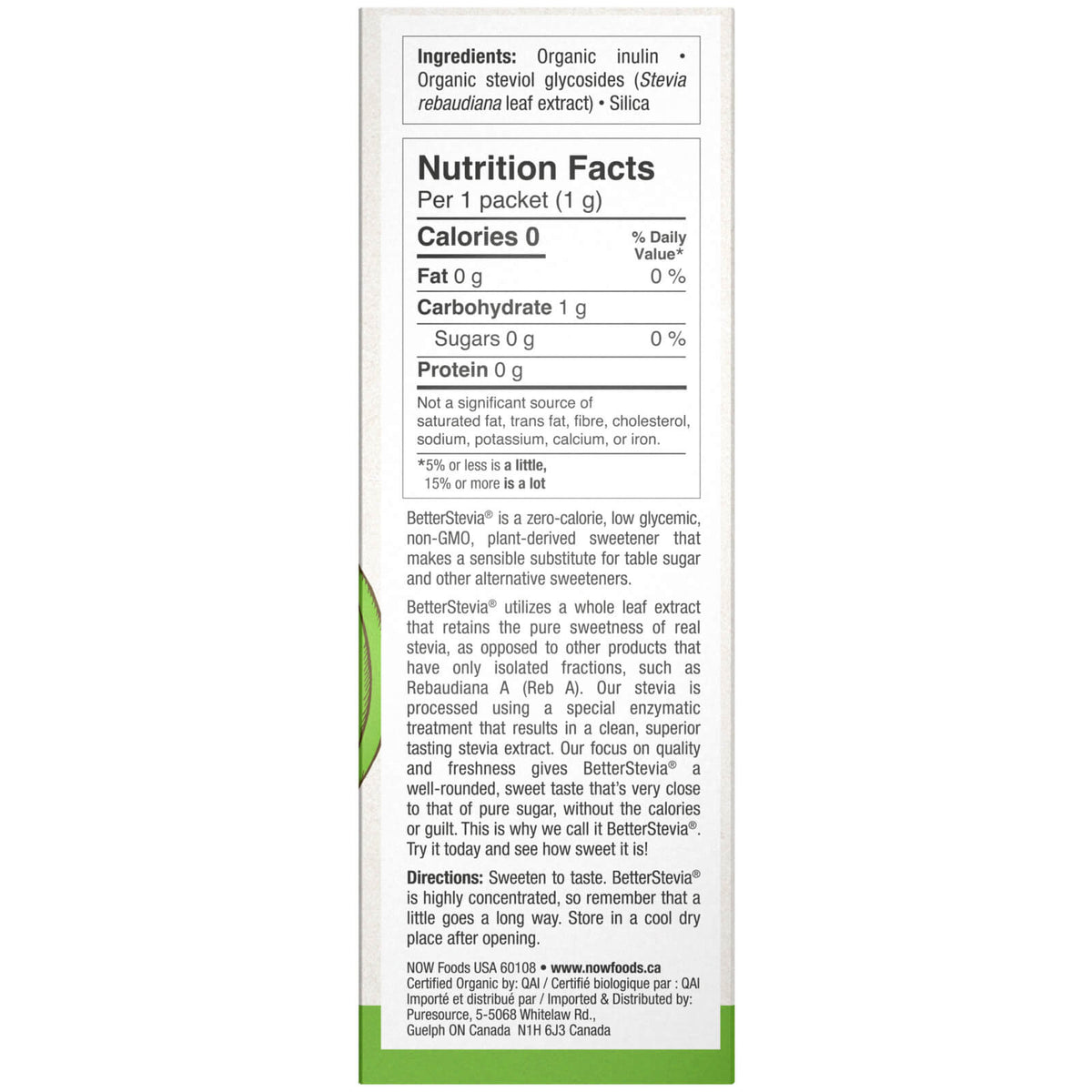 Now Organic BetterStevia® 75 Packets