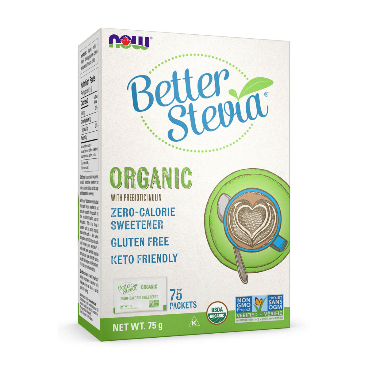 Now Organic BetterStevia® 75 Packets