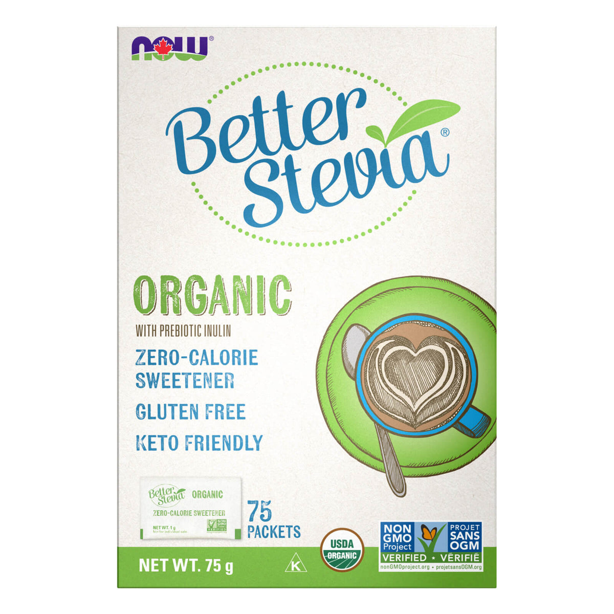 Now Organic BetterStevia® 75 Packets