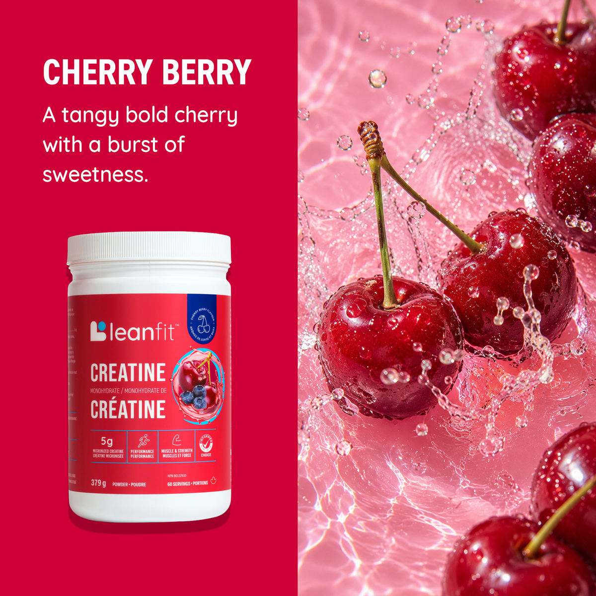 LeanFit Creatine Cherry Berry Flavour 379 Grams