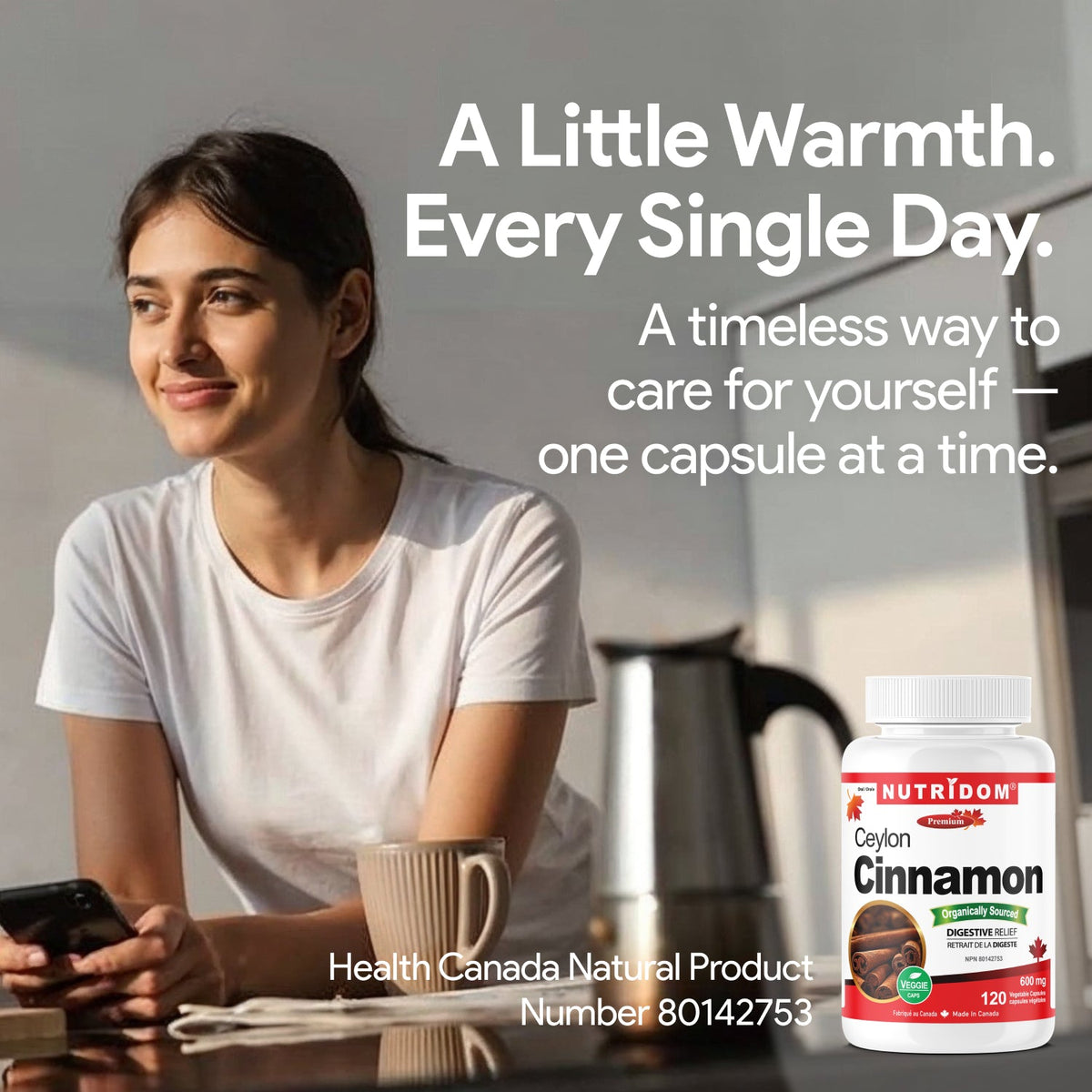 Nutridom Organic Ceylon Cinnamon 600mg 120 Veg Capsules