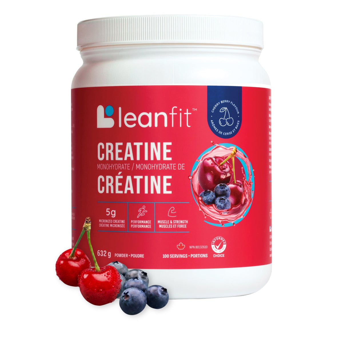 LeanFit Creatine Cherry Berry Flavour 632 Grams