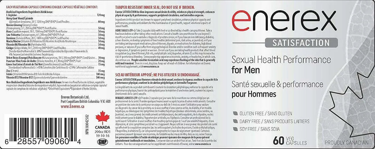Enerex Satisfaction for Men 60 Capsules | Nutrition Plus