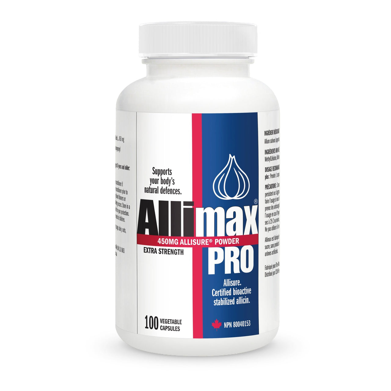 Allimax Pro 450 mg Allisure Powder 100 Veg Capsules - Nutrition Plus