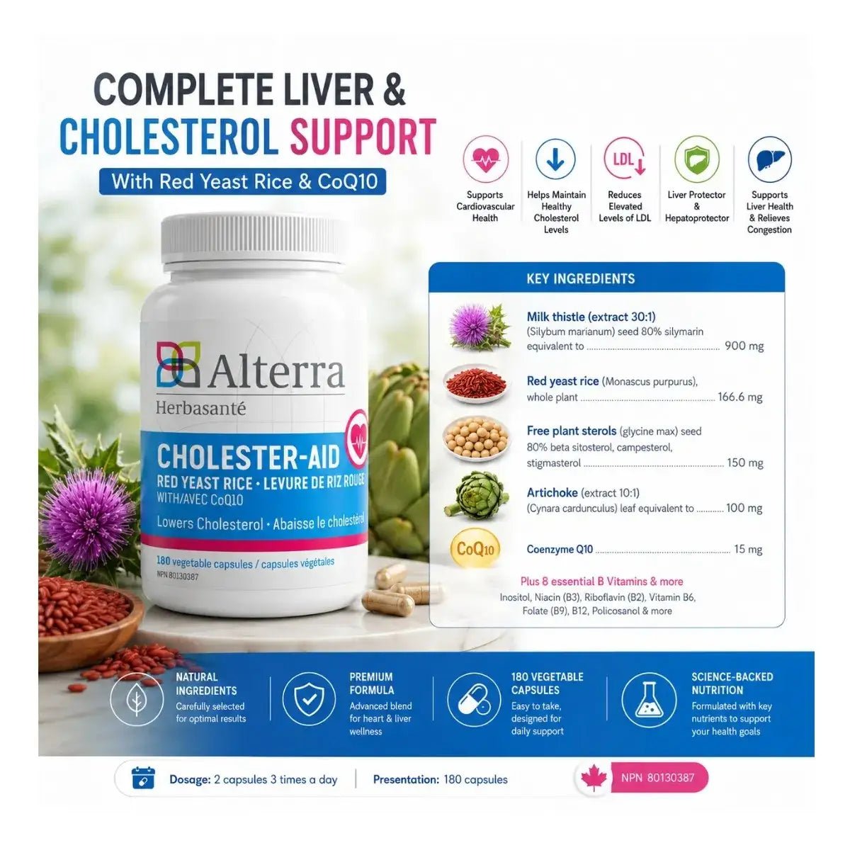 Alterra Cholester - Aid 180 Veg Capsules - Nutrition Plus